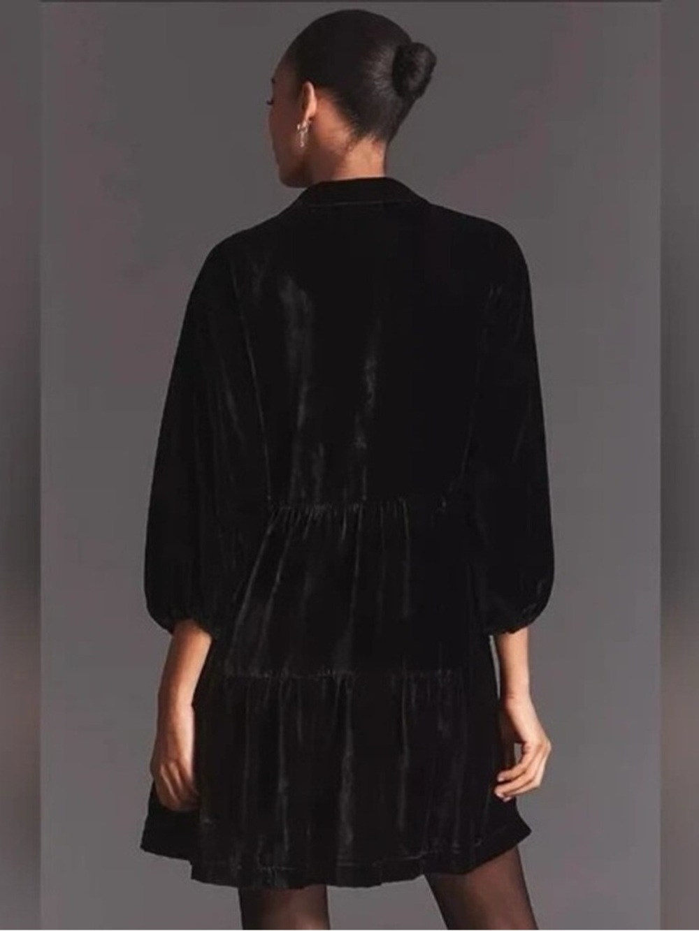 NWT Anthropologie The Bettina Velvet Tiered Mini Shirt Dress by Maeve
XSP Black - Picture 2 of 8